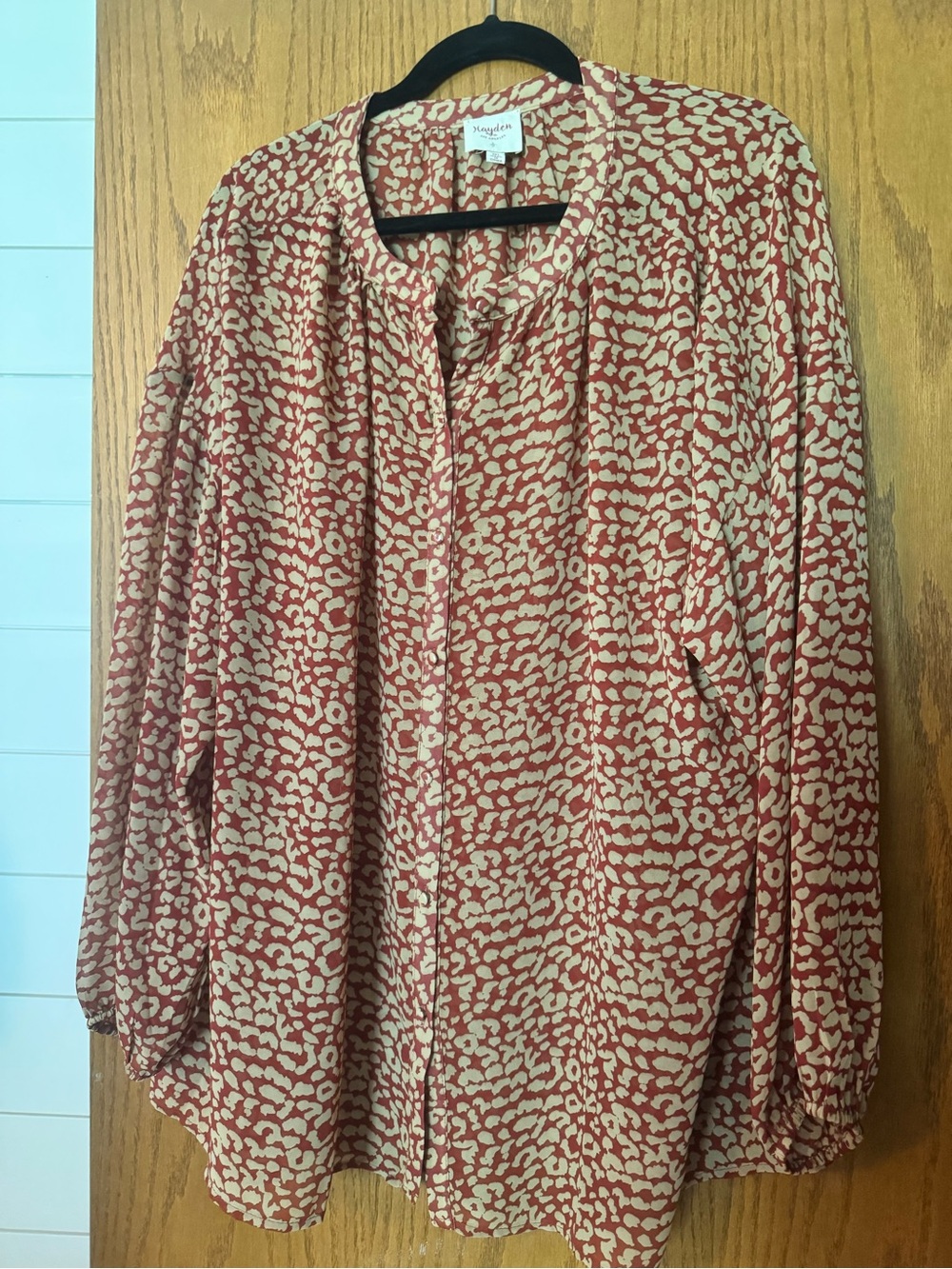 Hayden Rust and Cream Abstract Print Button-Down Top